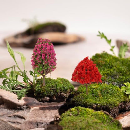 NUOBESTY 6 Pack Mini Artificial Trees Simulation Tree Ornament for Fairy Garden Micro Landscape Container Mini Garden Terrarium DIY Landscape Decor 3.14 X 1.96 X 1.96 in