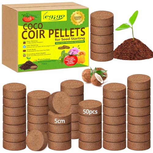 Legigo 50 Pcs 50mm Coco Coir Pellets Organic Seed Starter Soil Potting Mix - size: 50mm