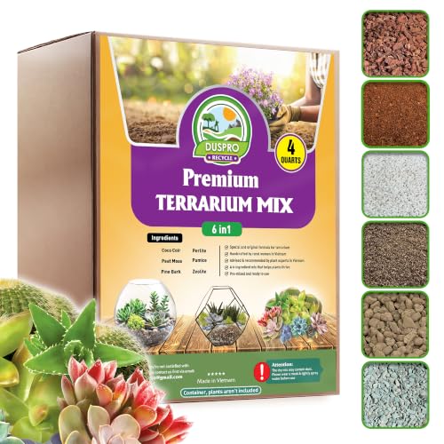 DUSPRO 6-in-1 Terrarium Soil Mix, Pre-Mixed & Ready to Use, 4QT - size: Terrarium Soil 4 Quarts