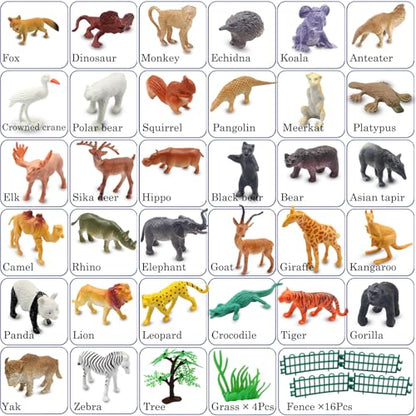 PINOWU Realistic Mini Wild Zoo Animals Figurines Toys 32 Pcs Gift Set for Education and Party Favors, Plastic Forest Safari Animals Lion, Hippo, Tiger, Bear, Elephant, Giraffe etc (Pack of 3) - size: Small (Pack of 3)