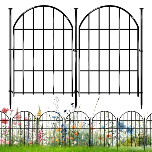 32 Pack Decorative Garden Fence, 17in X 34.6ft Arched No Dig Fence Border, Garden Edging Border, Rustproof Metal Animal Barrier with Ground Stake for Dog, Rabbit, Outdoor Yard Patio Decor - size: 32 Panels, 17in X 34.6ft