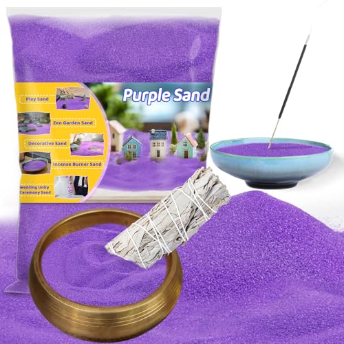 RAINFLOW 15oz Fine Purple Sand for Crafts - Quartz Zen Garden Sand | Decorative Sand for Aquarium Tank, Wedding Unity Ceremony, Zen Garden, Vase Filler & Incense Burner & Substrate - color: Purple, size: 15 OZ