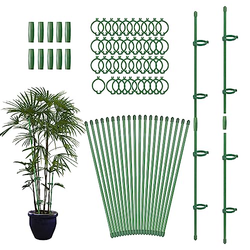 20 Pcs Plant Support Stakes Height Adjustable (12 Inch) | Garden Single Stem Plant Stake with 40 Pcs Plant Clips and 10 Pcs Connect Pipe for Orchid Rose Peony Peppers Amaryllis Tomato - size: 20Pcs