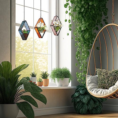 Yaomiao 3 Pcs Hanging Glass Planter, Glass Hanging Terrarium, Vivid Color