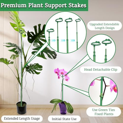 Extendable Plant Stakes,Length Scalable From17.9to42.3IN Plant SupportStake | 3Pack Orchid Sticks with Clips for Indoor Outdoor,Garden Stakes for Plant, Tomato, Vegetables, Monstera, Vine,Potted Plants - size: 42.3Inches 3Pack