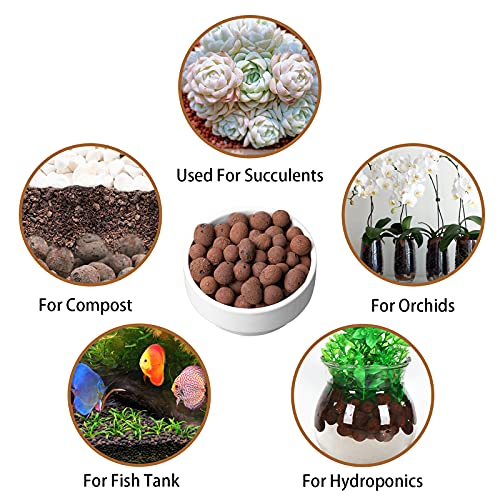 Leca Expanded Clay Pebbles 10LBS Grow Media for Indoor Plants Hydroponic Growing Gardening System Supplies … - size: 10LBS