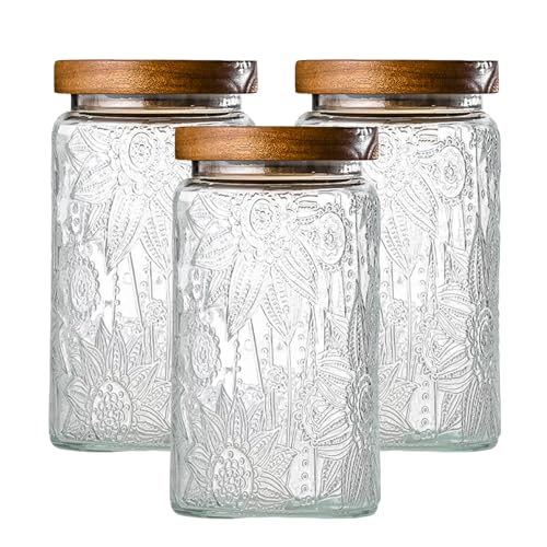 Glass Storage Containers With Lids, Glass Jars With Lids, 32oz, Set Of 3 - color: Sunflower*3-32oz