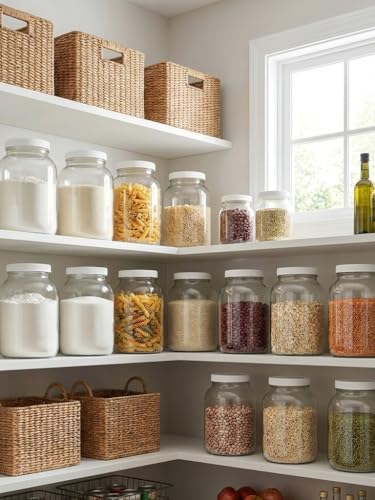 Sally's Organics Large 1 Gallon Glass Jars with Lids - Made in the USA - Wide Mouth BPA-Free Lid, Chalk Labels – Sun Tea, Fermenting, Kombucha, Pickling, and Cookie Storage Jar – USDA, Dishwasher Safe