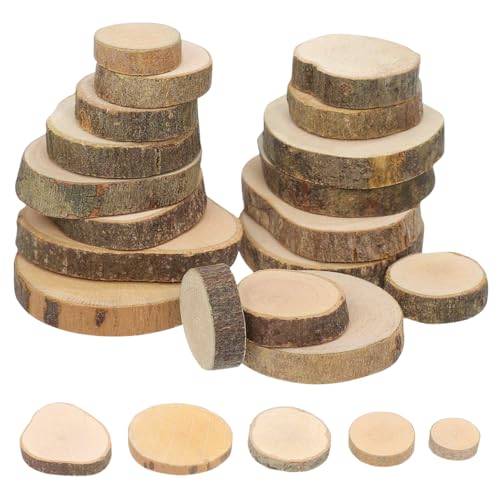 SHINEOFI 100 Pcs Natural Wood Slices Small Wood Discs with Bark Unfinished Log Slices for DIY Crafts Wedding Centerpieces Table Numbers Home Decor Christmas Ornaments Arts & Crafts