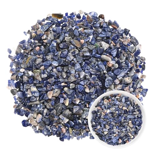 M METERXITY 1.1lb/500g Assorted Tumbled Chips Stone, 5-7 mm Crushed Crystal Quartz Pieces for Vases Filler/Aquarium/Succulent Plants Decor, Irregular Shaped Stones [Light Blue] - color: Light Blue