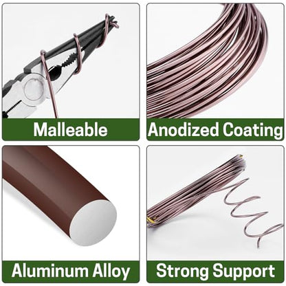 Bonsai Wire Kit 4 Rolls, 64Ft Aluminum Bonsai Training Wire Set | Bonsai Wire Set for Holding Branches 1.0MM, 1.5MM, 2.0MM - color: 16 Ft × (Green+Brown)
