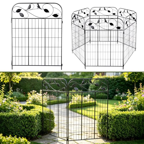 Decorative Garden Fence 32in x 22.5ft, 10 Pack Sturdy Metal Garden Border Fence, Rustproof Powder Coating, No-Dig Installation with Triangular Stakes, Flexible Design for Flower Beds, Paths, Yards - color: Flat Top, size: 32 in(H) X 22.5 ft(L) -10 Panels