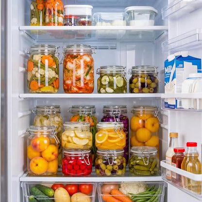 17 oz Square Glass Jars with Airtight Lids, 6 Pack Mason Jar with Clamp Lid | Air Tight Glass Food Storage Containers with Lids Keep Food Dry & Fresh, Best Canister for Flour, Sugar, Cereal, Rice, Coffee - color: Square-17OZ Set- 6 Pack