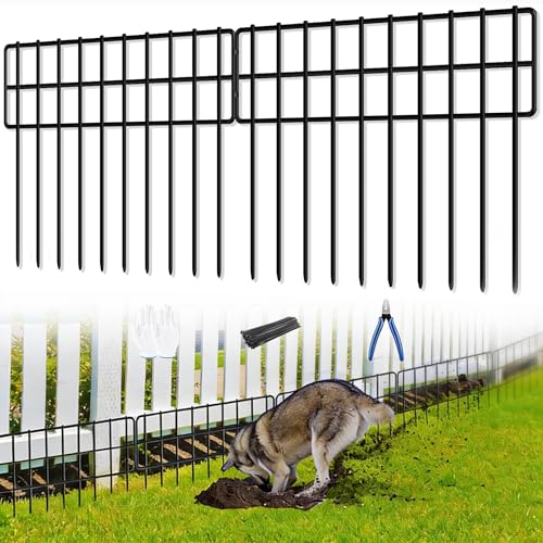 42.5ft(L) x 13in(H) Animal Barrier Fence, 30 Panels No Dig Fence, Garden Fence Barrier for Bottom, Rabbit Fence for Garden, Dog Fences Barrier, Rustproof Metal Fences Border for Outdoor - size: 13inches（H）X 42.5ft（L）