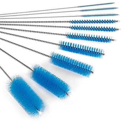 CiaraQ Bottle Cleaning Brushes, 8 Inch Nylon Tube Brush Set, Cleaner for Narrow Neck Bottles Cups with Hook, Set of 10pcs. (Pack of 2) - color: Blue, size: 8.0 Inch (10pcs) (Pack of 2)