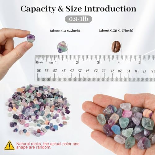 JOHOUSE Quartz Crystals, Crushed Chips Tumbled Polished Stones - color: Fluorite