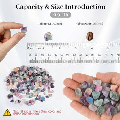 JOHOUSE Quartz Crystals, Crushed Chips Tumbled Polished Stones - color: Fluorite