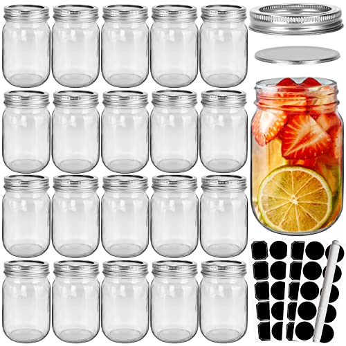 CycleMore 20 Pcs 12oz Glass Mason Jars With Silver Separable Lids | BPA Free, AirTight, 350ml Round Canning Jars for Honey, Jam, Herb, Wedding Favor, Kitchen Storage, Crafts, Meal Prep - size: 12oz - 20 Pack