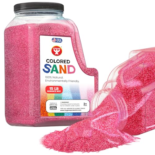 Hygloss Colored Sand – Romance Red, Pink & White Color Love Themed Craft Sand for Art, Valentine’s Day, Wedding, DIY Decor, Kids Party Crafts – 100% Natural & Environmentally Friendly (15 lb Bottle) - color: Romance Mix, size: 15-Pound