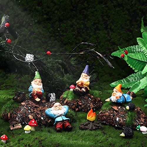 Jetec 23 Pcs Mini Gnome Statue Dwarf Figurine for Fairy Garden, Fire Gnomes | Fairy Garden Accessories, Miniature Gnome Village Ornament, Micro Landscape Decor for Terrarium Pot Patio Yard Lawn, Resin - style: Fire Gnomes