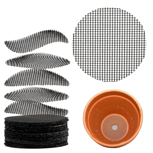 100 Plant Pots Hole Mesh Pad - MAQIHAN Drainage Mesh for Flower Pot, 2 Inch
