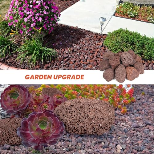 Onlyfire 10Lbs Large Red Lava Rock for Fire Pit/Fireplace/Landscaping - color: Red, size: 2.75-5 inch