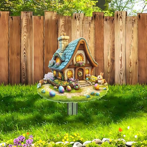 House Garden Stakes Decor Yard Acrylic - 2D Spring Garden Acrylic Sign Decoration, Yard Art, Gift for Nature Lovers, for Indoor & Outdoor Flower Pots, Yard, Mini Gardens & Lawn (5.9”x5.9”) Y23