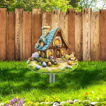 House Garden Stakes Decor Yard Acrylic - 2D Spring Garden Acrylic Sign Decoration, Yard Art, Gift for Nature Lovers, for Indoor & Outdoor Flower Pots, Yard, Mini Gardens & Lawn (5.9”x5.9”) Y23