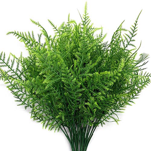 CATTREE Artificial Plants, Plastic Plants Bushes Fern Grass Shrubs Fake Leaves Wedding Home Garden Verandah Table Centerpieces Arrangements Christmas Party Decoration Planting Filler 4 Pcs - color: Green Fine Fern-4 Pcs
