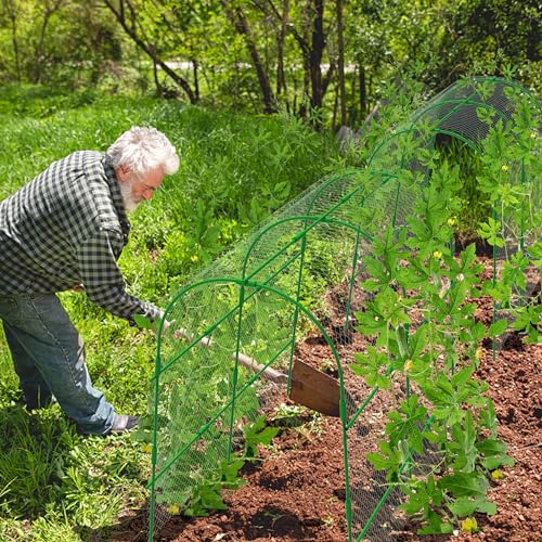 codree 2 Packs Garden Cucumber Trellis for Plant- 47 x 47 Inch Metal Arch Melon Trellis for Raised Bed- Foldable Tunnel Trellis with Climbing Net Clips for Growing Vine Vegetable - color: 2Pcs-47x47Inch