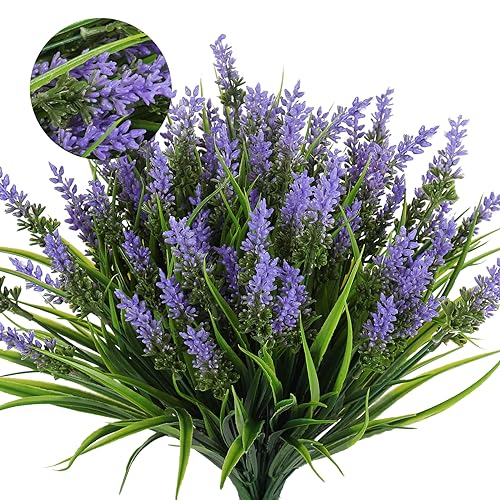 RECUTMS 12Pcs Artificial Outdoor Purple Flowers UV Resistant Fake Plants - color: Purple