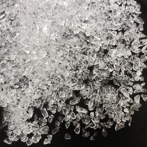1.3LB Crushed Glass for Resin Art,Broken Piece Granules Crafts,Transparent | Vase Fillers Candle Holder Sand Pebbles,Succulent Terrarium Decor,Tabletop Fire Pit,Aquarium Fishbowl,Fire Glass - color: Clear