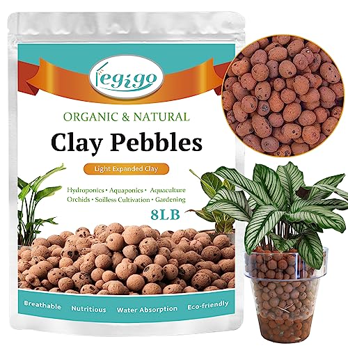 Legigo 8LB Leca Clay Pebbles for Plants, 4mm-16mm Clay Balls for Hydroponic - size: 8LB