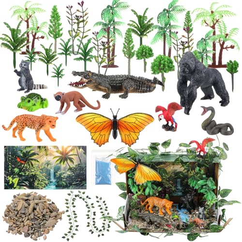 Teyva Daily 48 Pcs Rainforest Diorama Kit Habitat Project Box Set - color: Rainforest