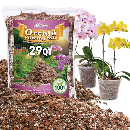 Orchid Bark Potting Mix - 29QT Natural Orchid Potting Mix for Repotting, Blended with Small Pine Bark and Perlite to Provide Ideal Ventilation and Good Drainage for Orchids and Other Potted Plants - size: 29 qt