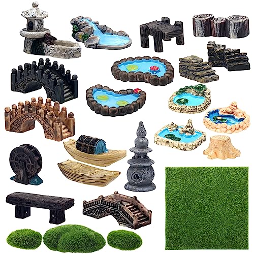Bbto 24 Pcs Fairy Garden Accessories Architecture Miniatures Outdoor Garden