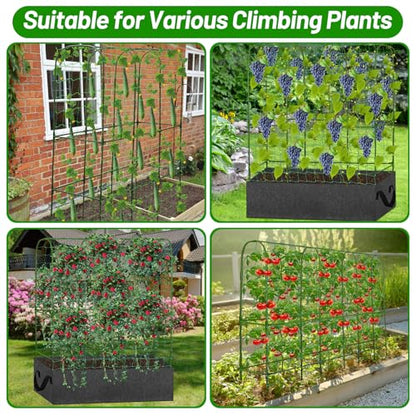 U-Shape Cucumber Trellis with Fabric Raised Garden Bed 65x50 Inch Metal Garden Arch Trellis with Net, Climbing Plants Vegetables Heavy-Duty Outdoor Plant Support for Pea, Grape, Squash, Tomatoes - size: 1pack 65 x 50 Inch