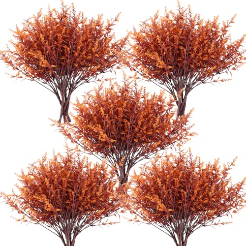 RECUTMS Fake Fall Plants for Outdoor Faux Lavender Flowers Fake Greenery - color: Brown, size: 36 Bundles