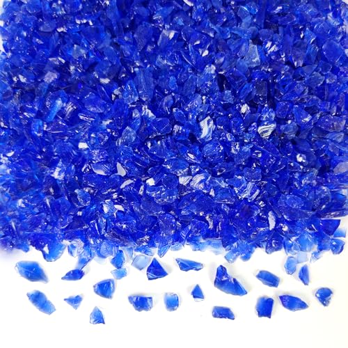 1.3 LB Crushed Glass Broken Piece Granules for Crafts,Cobalt Blue | Resin Art Projects,Vase Fillers Candle Holder Aquarium Fish Tank Decor,Terrarium Potted Plants Topper Dressing Pebble Stones - color: Cobalt Blue