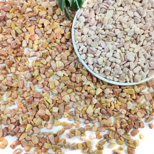 2lbs Peach Pebbles for Plants, 3/8inch Small Rocks, Natural Polished Pebbles, River Rocks for Succulent Cactus Plants, Vases, Aquariums, Gardening - color: Peach, size: 2 LB