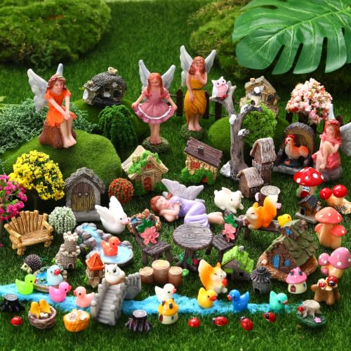 100 Pcs Fairy Garden House Kit, Glowing Tree House Figurines - color: Retro Green