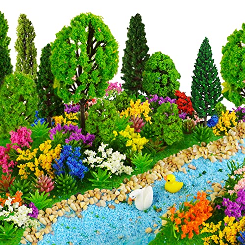 50Pcs Model Trees Mixed Miniature Plants Model Train Scenery for Handcrafts