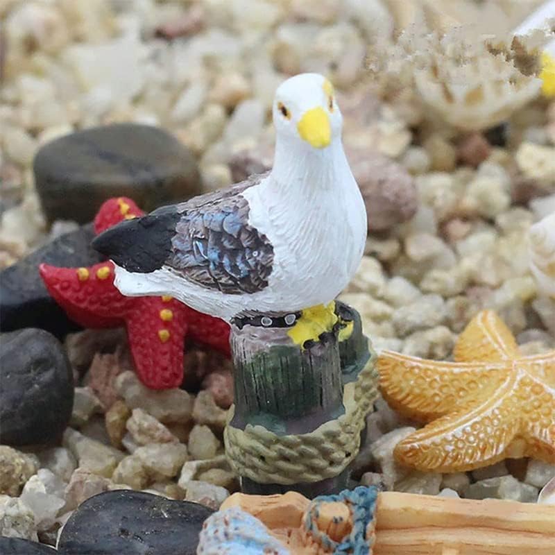 5Pcs Sea Bird Seagull Stand Stump Miniature Fairy Garden Home Houses Decoration Craft Micro Landscaping Decor DIY Accessories, Outdoor Statues, Garden Sculptures and Statues, Decorations