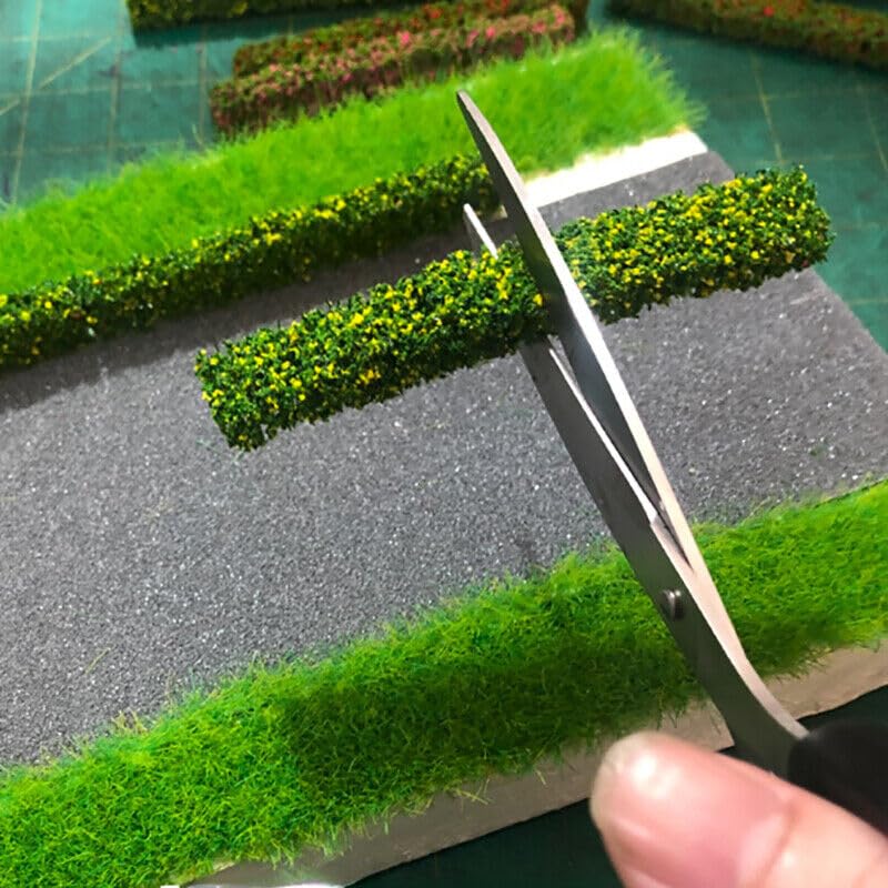 12Pcs Miniature Long Shrub Strips HO/OO Scale Static Shrub Vegetation Groups Bush Model Groups Bush Static Scenery Model Plants for DIY Diorama Garden Scenery Landscape (F#W/Red Flowees-12Pcs) - style: F#W/Red Flowees-12Pcs