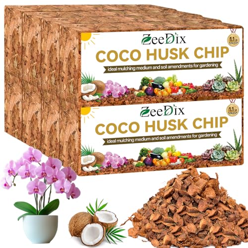 Zeedix Coco Chips Mulch for Plants, 100% Organic Coco Husk (8-Pack)