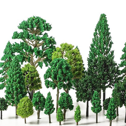 Skylety 70 Pieces Model Trees 6.3-1.2 Inch Mixed Miniature Toy Trees Diorama Supplies Fake Plants for Train Scenery Architecture DIY Crafts, Building Model Scenery Landscape Natural Green(Vintage)