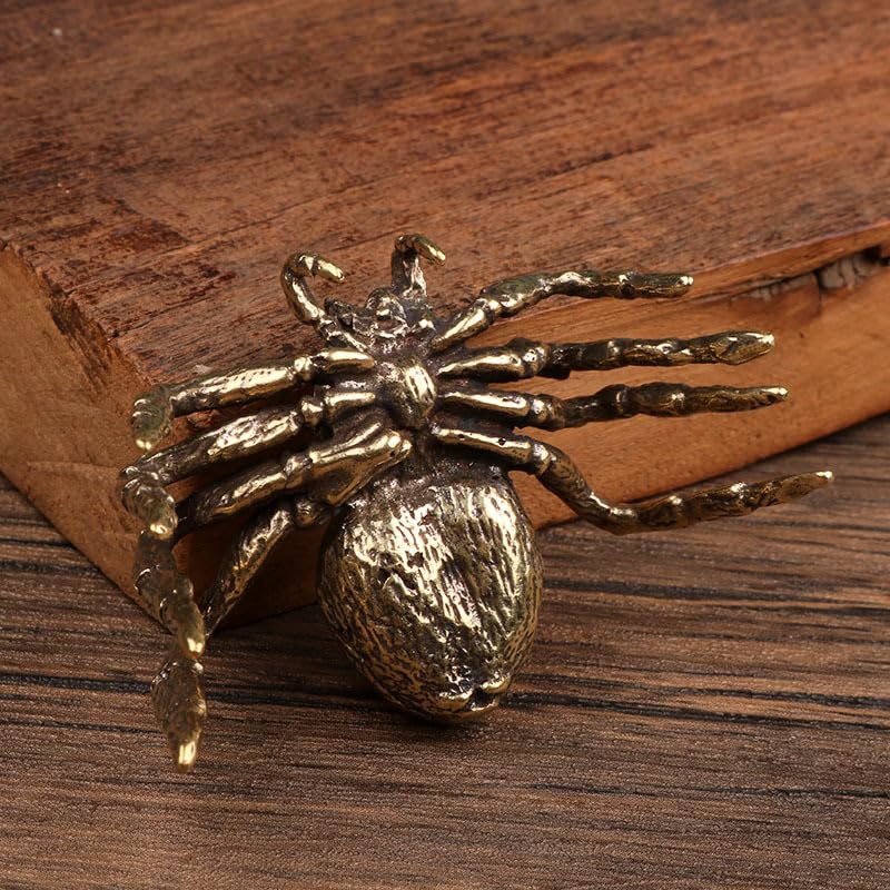 Brass Spider Figurine, Japanese Style Fengshui Wealth Sculpture Lucky Statue Tea Pet Miniature Artware Collectible Figure for Home Office - color: 1 Spider Statue