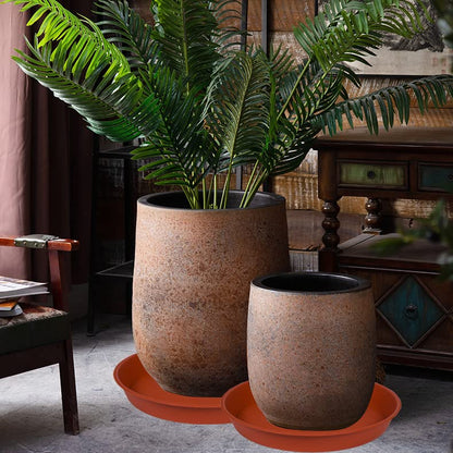 2 Pack of 22 inch Plant Saucer (19.1 inch Base), 3.6" Depth Tray, Large Deep Heavy Duty Saucers for Pots, Garden Bird Bath Bowl, Plant Trays for Indoors Outdoor (22", Terracotta) - size: 22" (2 pack)