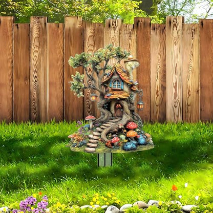House Garden Stakes Decor Yard Acrylic - 2D Spring Garden Acrylic Sign Decoration, Yard Art, Gift for Nature Lovers, for Indoor & Outdoor Flower Pots, Yard, Mini Gardens & Lawn (5.9”x5.9”) Y29