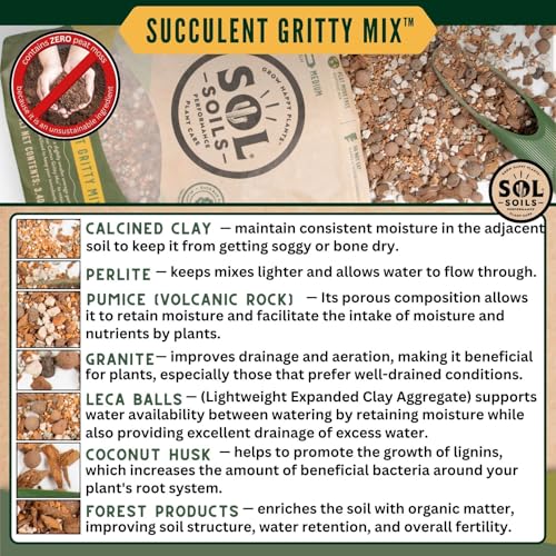 Succulent Gritty Mix 7 Gallon Box - Fast Draining Peat Moss Free Succulent Soil Potting Mix with Coconut Husk Chips, Perlite & Pumice - size: 7 Gallon